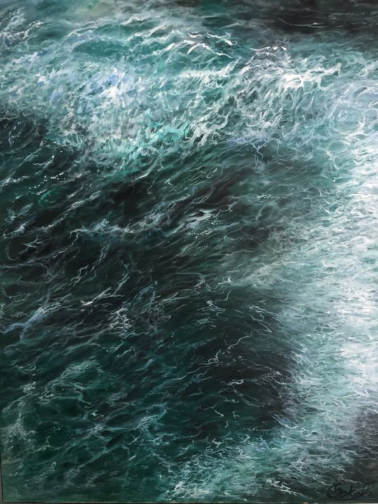 Malerei mit dem Titel "stormy sea" von Kinga Sokol, Original-Kunstwerk, Öl
