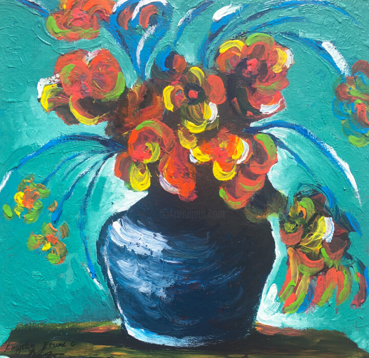 Painting titled "Spring Flower" by Kingsley Erume, Original Artwork, Acrylic
