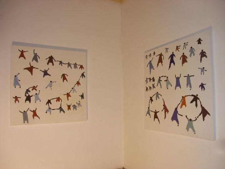 Ζωγραφική με τίτλο "en mouvement 1 et 2" από Jennifer Apaloo Kingslove, Αυθεντικά έργα τέχνης