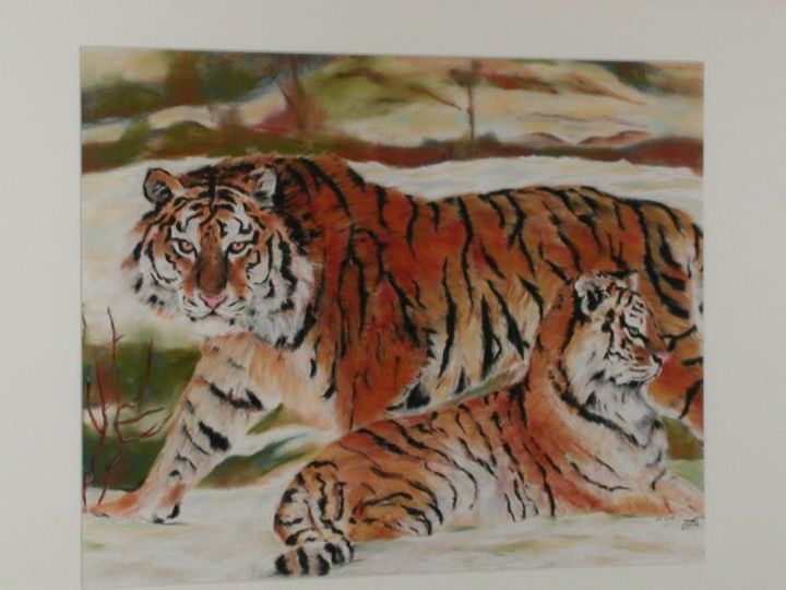 Peinture intitulée "Tigres de Sibérie" par Patrick Dekint, Œuvre d'art originale