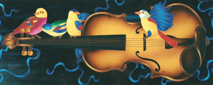 Pintura titulada "Volando sulla Musica" por Kino Mistral, Obra de arte original, Acrílico