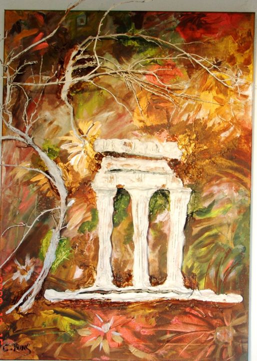 Painting titled "delphes" by Christine Pons, Original Artwork, Acrylic