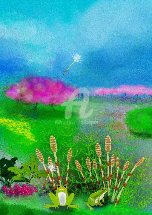 Digitale Kunst mit dem Titel "Paisaje primaveral…" von Kio, Original-Kunstwerk