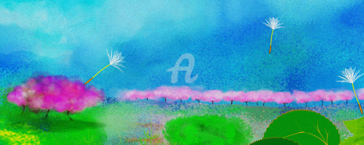 Grafika cyfrowa / sztuka generowana cyfrowo zatytułowany „Alameda cerezal” autorstwa Kio, Oryginalna praca