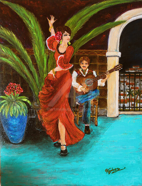 Painting titled "Isa y Paco Yankee" by Kio, Original Artwork