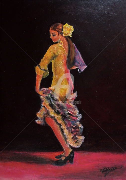 Painting titled "La Guajirilla Favor…" by Kio, Original Artwork, Acrylic