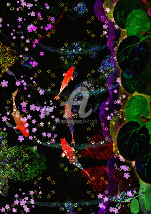 Цифровое искусство под названием "春の川/ En un rio de l…" - Kio, Подлинное произведение искусства, 2D Цифровая Работа