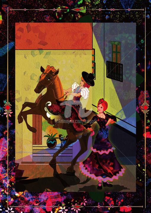 Arte digital titulada "La chiquita en caba…" por Kio, Obra de arte original, Trabajo Digital 2D