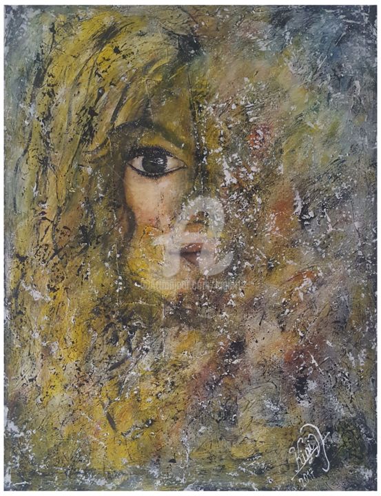 Painting titled "Atlantis Girl" by Bukurije Avdija, Original Artwork, Acrylic