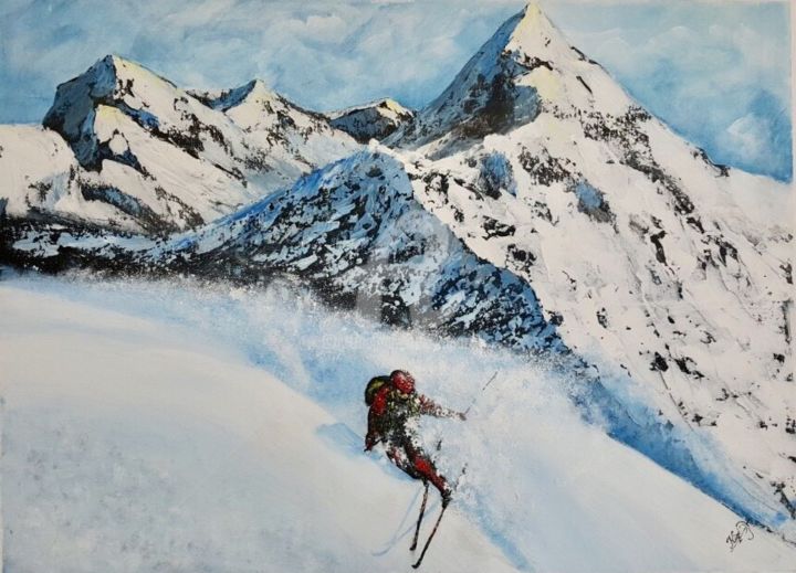 Painting titled "montagne" by Bukurije Avdija, Original Artwork, Acrylic