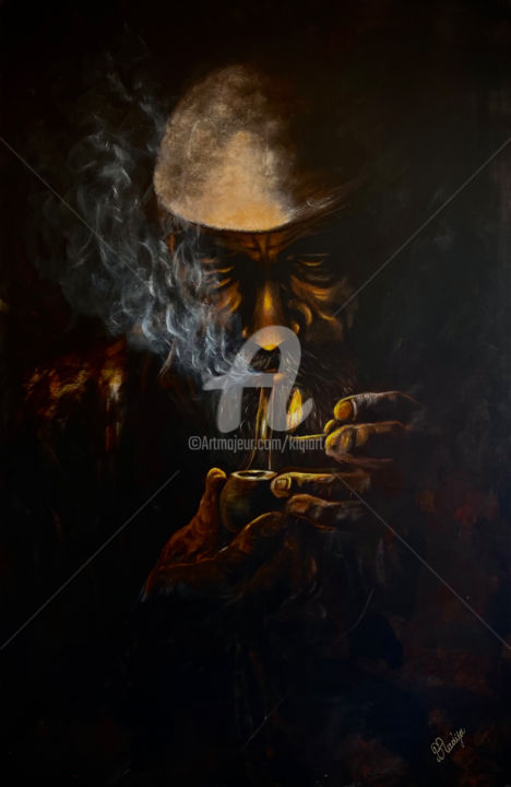 Painting titled "Wood and Tabacco" by Bukurije Avdija, Original Artwork, Acrylic