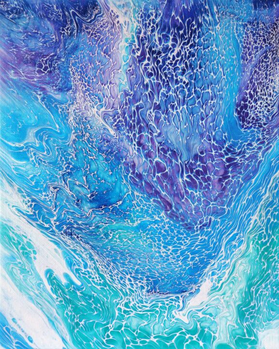 Painting titled "Energy of waves" by Kira Abundance, Original Artwork, Acrylic