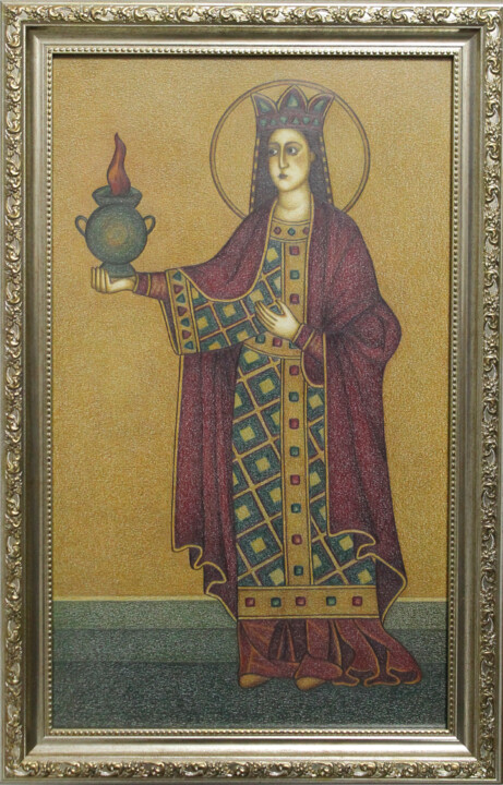 Desenho intitulada "Maiden in purple ro…" por Kira Alekseeva, Obras de arte originais, Conté