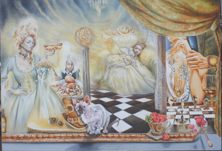 Картина под названием "ПОМПАДУР" - Кира Мофа-Саргон, Подлинное произведение искусства, Масло