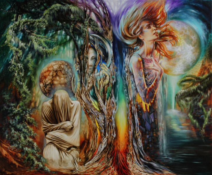 Картина под названием "Рождение души" - Кира Мофа-Саргон, Подлинное произведение искусства, Масло