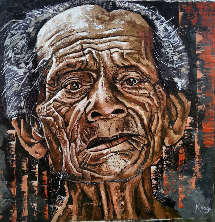"OLD  SMIRK" başlıklı Tablo Kiragu Wambia tarafından, Orijinal sanat, Akrilik