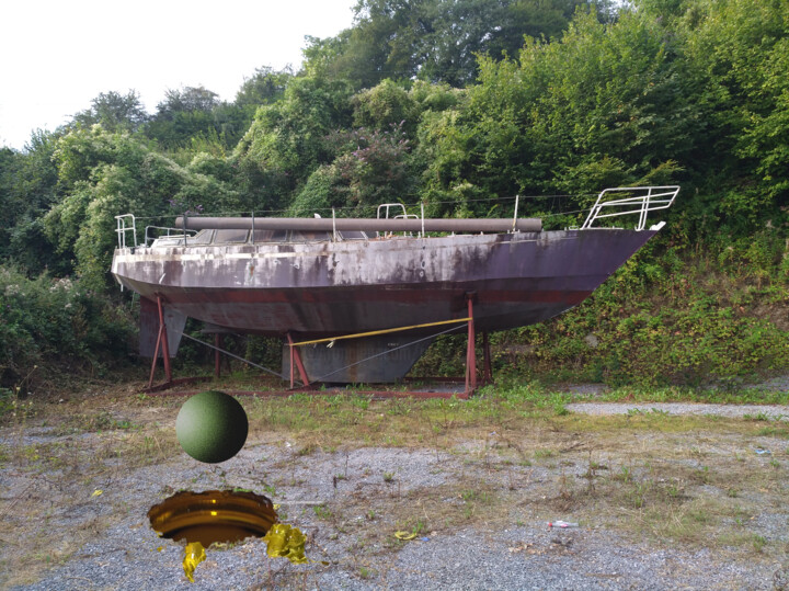 Arts numériques intitulée "porte 3 le bateau f…" par Kiriko, Œuvre d'art originale, Photo montage