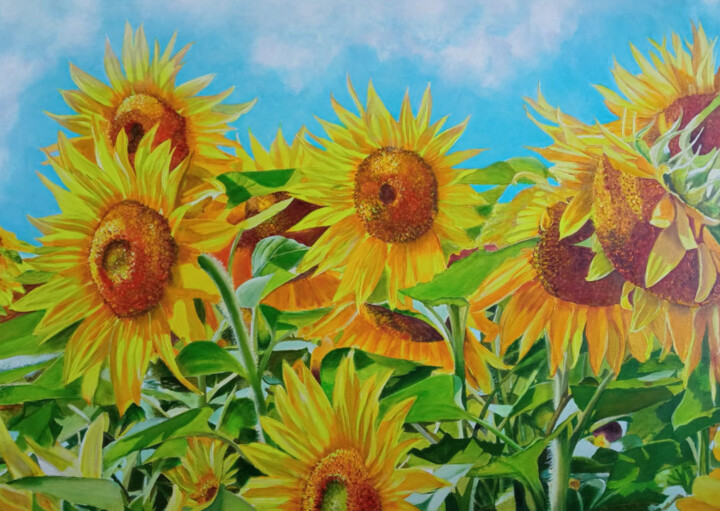 Pintura intitulada "A sunny day in a su…" por Kirill Shevchenko, Obras de arte originais, Acrílico