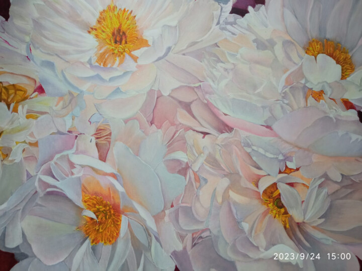 Painting titled "A carpet of white p…" by Kirill Shevchenko, Original Artwork, Acrylic