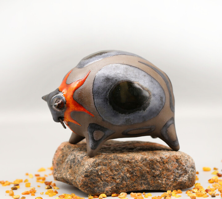 Skulptur mit dem Titel "Bull  Ceramic Sculp…" von Valery Kirillov, Original-Kunstwerk, Keramik