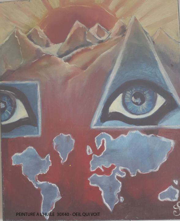 Peinture intitulée "l'oeil qui voit" par Sarah Bouzaglou Boissin, Œuvre d'art originale, Huile
