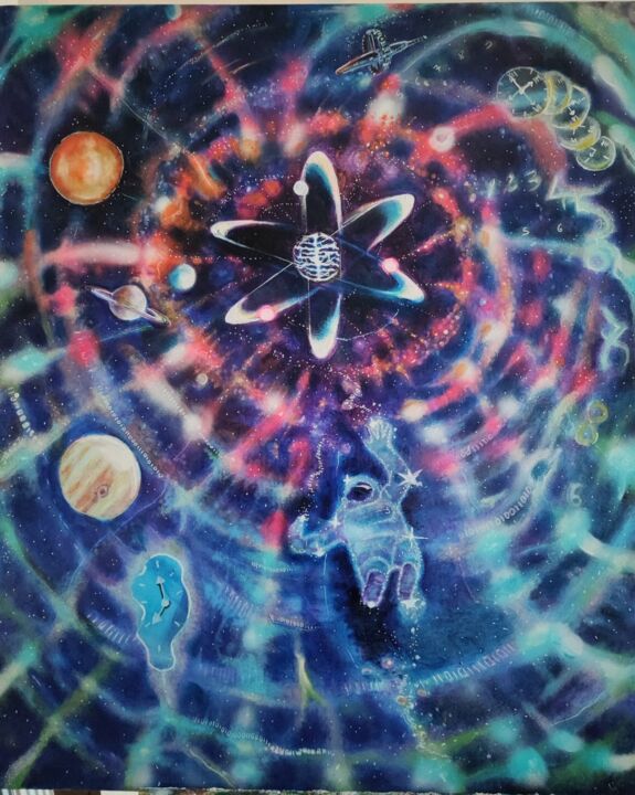 Peinture intitulée "esprit quantique su…" par Sarah Bouzaglou Boissin, Œuvre d'art originale, Huile