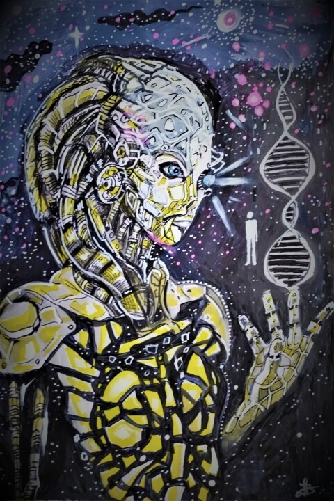 Drawing titled "complexe AI" by Sarah Bouzaglou Boissin, Original Artwork, Pigments