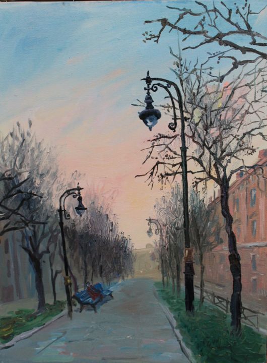 Картина под названием "Аллея (Lane)" - Kirill Zemtsov, Подлинное произведение искусства, Масло