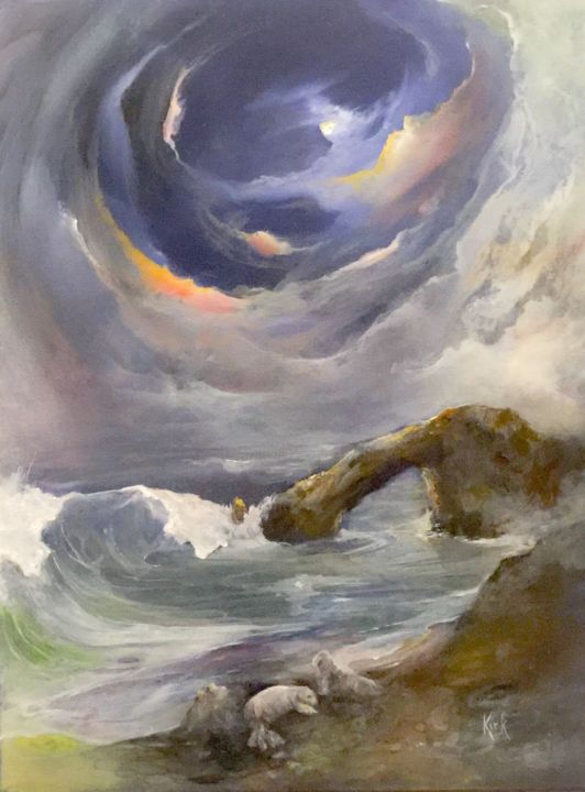 Peinture intitulée "When Sirens Sleep" par Kirk Ruse, Œuvre d'art originale, Huile