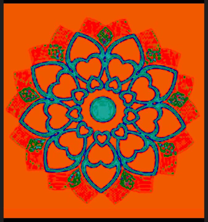 Arts numériques intitulée "Love Mandala" par Kirlian, Œuvre d'art originale, Peinture numérique