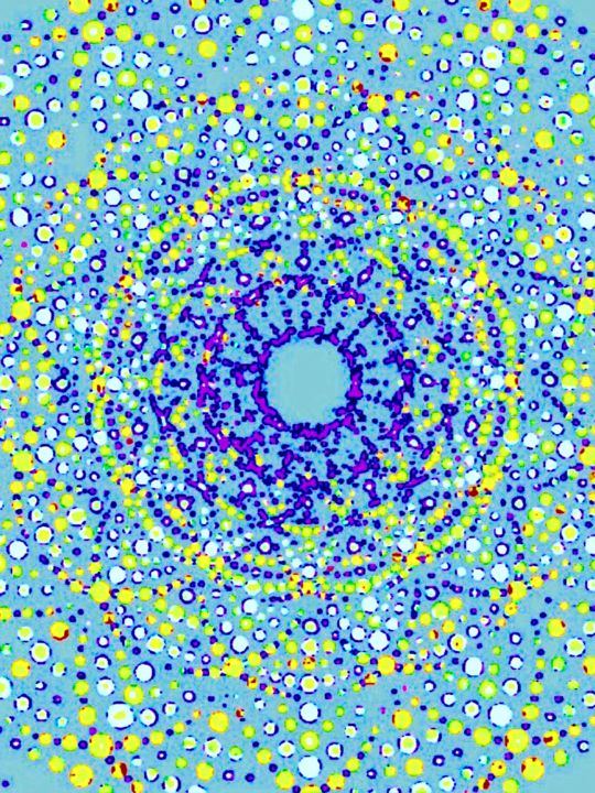 Arts numériques intitulée "Mandala Neige" par Kirlian, Œuvre d'art originale, Peinture numérique