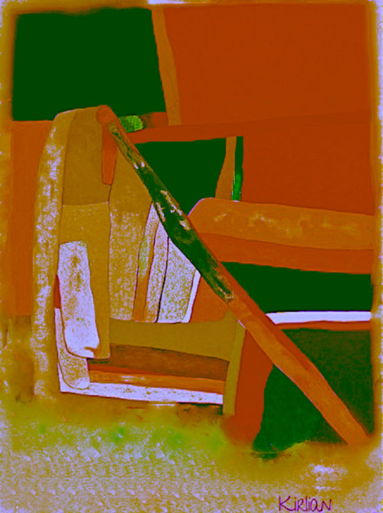 Digital Arts titled "Vert Orange" by Kirlian, Original Artwork, Digital Painting