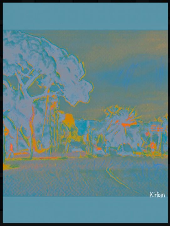 Digital Arts titled "Blue Promenade" by Kirlian, Original Artwork, Digital Painting
