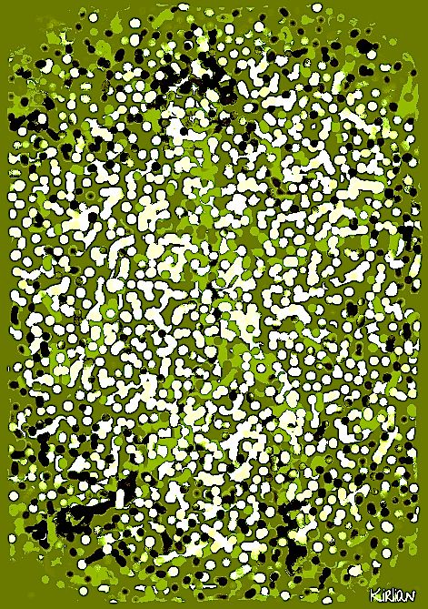Digital Arts titled "Green Pollen" by Kirlian, Original Artwork, Digital Painting