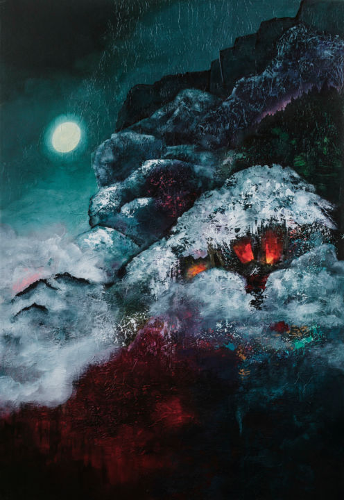 Painting titled "Winter Tale" by Vasco Kirov, Original Artwork, Acrylic
