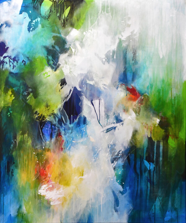 Картина под названием "Winter is blooming" - Kirsten Handelmann, Подлинное произведение искусства, Акрил Установлен на Дерев…