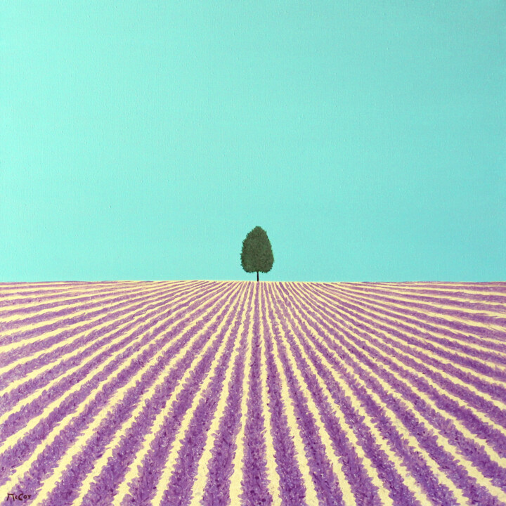 Painting titled "Lavender Field" by Kirstin Mccoy, Original Artwork, Oil Mounted on Wood Stretcher frame