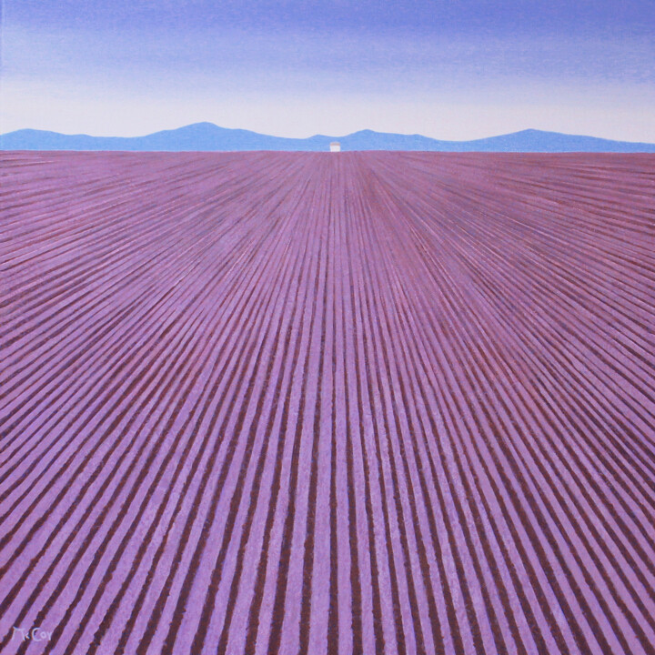 Malerei mit dem Titel "Lavender Field 1" von Kirstin Mccoy, Original-Kunstwerk, Öl