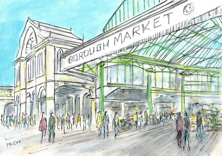 Desenho intitulada "Borough Market Lond…" por Kirstin Mccoy, Obras de arte originais, Acrílico