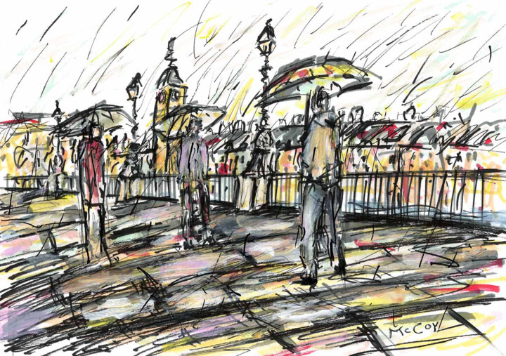 Drawing titled "Rainy Day, South Ba…" by Kirstin Mccoy, Original Artwork, Acrylic