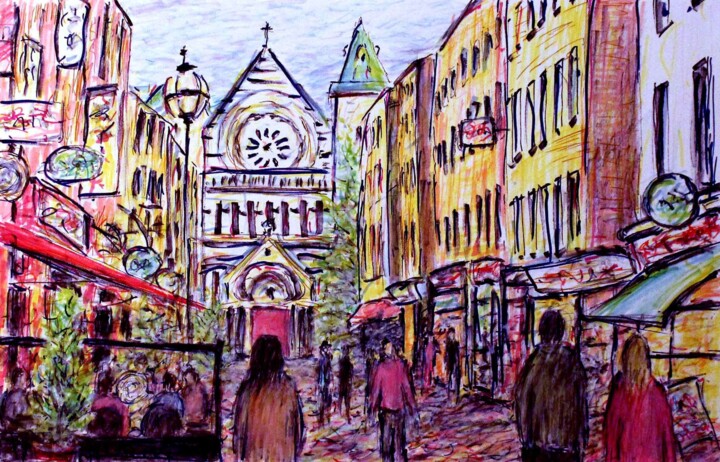 Disegno intitolato "Dublin City, Ireland" da Kirstin Mccoy, Opera d'arte originale, Acrilico