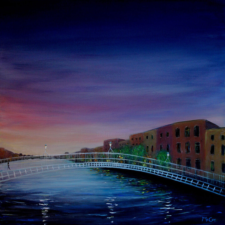 Painting titled "Evening Reflections…" by Kirstin Mccoy, Original Artwork, Oil Mounted on Wood Stretcher frame