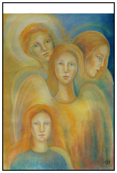 Painting titled "" Ангелы"" by Olesya Dudnik, Original Artwork, Pastel