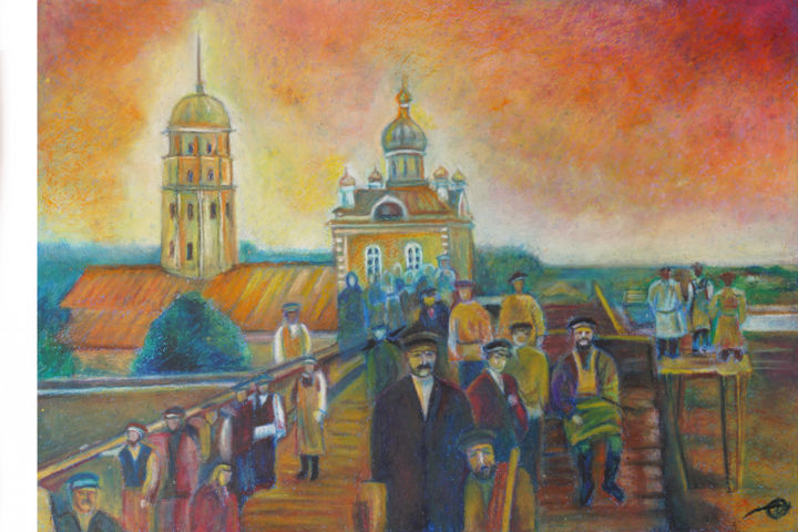 Картина под названием ""Строительство храм…" - Olesya Dudnik, Подлинное произведение искусства, Пастель