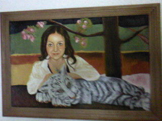 Картина под названием "тигр и Татьяна" - Буш, Подлинное произведение искусства