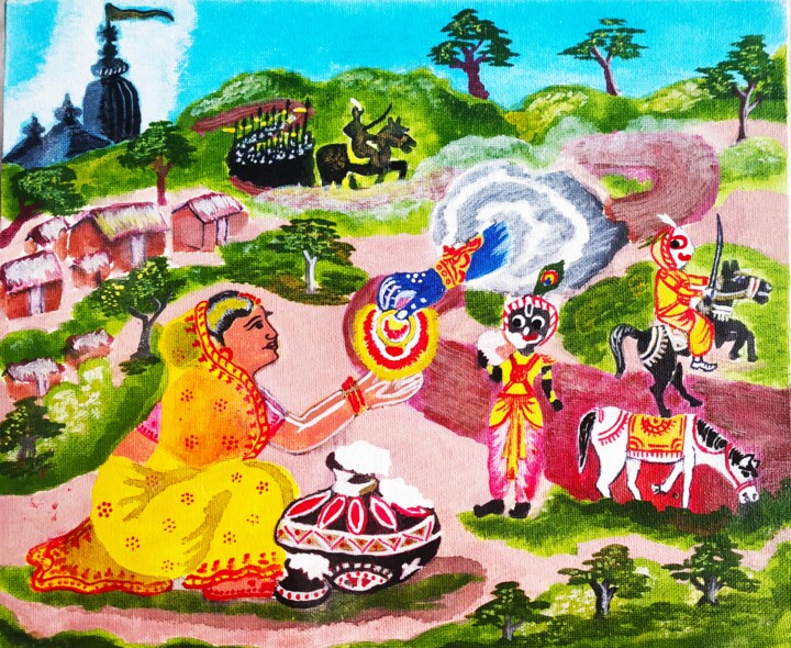 Pittura intitolato "Manika Gouduni" da Kishore Bishoi, Opera d'arte originale, Acrilico