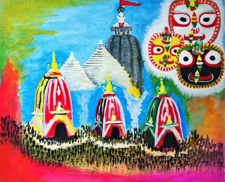 Картина под названием "Jagabandhu- Friend…" - Kishore Bishoi, Подлинное произведение искусства, Акрил