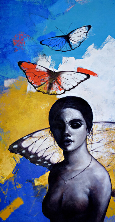 Painting titled "Freedom of Beauty_13" by Kishore Pratim Biswas, Original Artwork, Acrylic