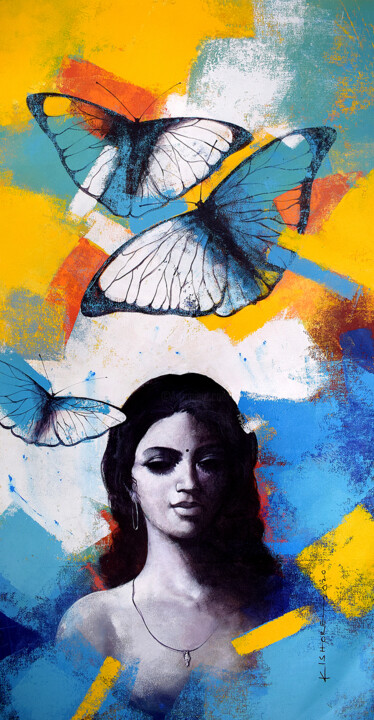 Painting titled "Freedom of Beauty_11" by Kishore Pratim Biswas, Original Artwork, Acrylic