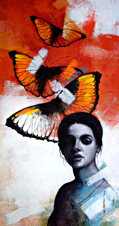 Painting titled "Freedom of Beauty_14" by Kishore Pratim Biswas, Original Artwork, Acrylic